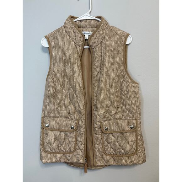 Croft & Barrow Slimming quilted polka dot textured Herringbone Medium puffy vest - Picture 1 of 4